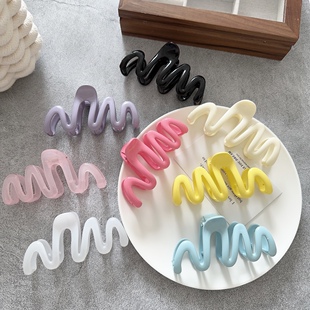 粉嫩奶油色果冻色小众设计感波浪抓夹后脑勺发抓盘发夹子鲨鱼夹子