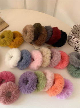 秋冬软糯毛绒发圈气质百搭毛绒绒头绳温暖日韩可爱双马尾皮筋发绳