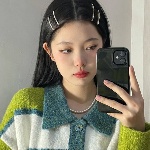 女团风甜酷镶闪钻一字夹