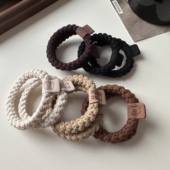 10条装 高弹力编织小熊贴片发圈气质百搭高马尾头绳简约打底皮筋