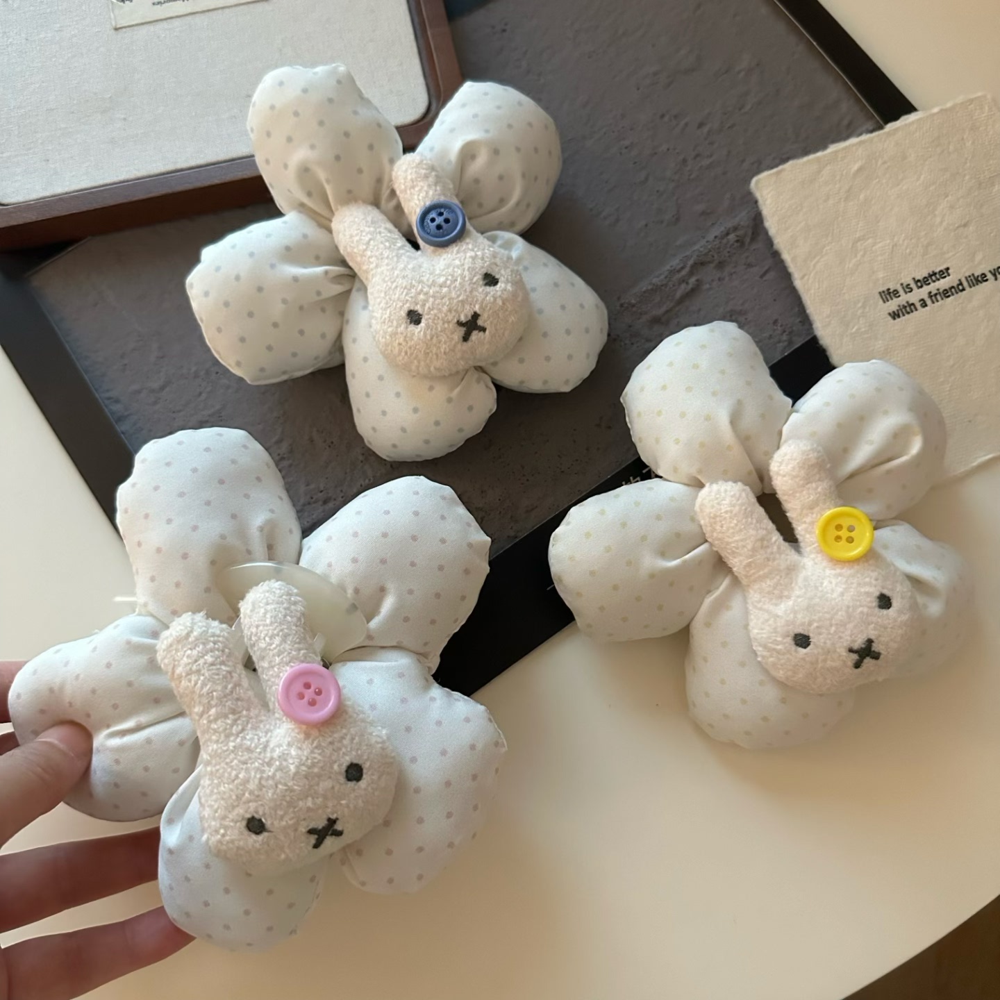 可爱花朵波点米菲兔发圈大肠圈