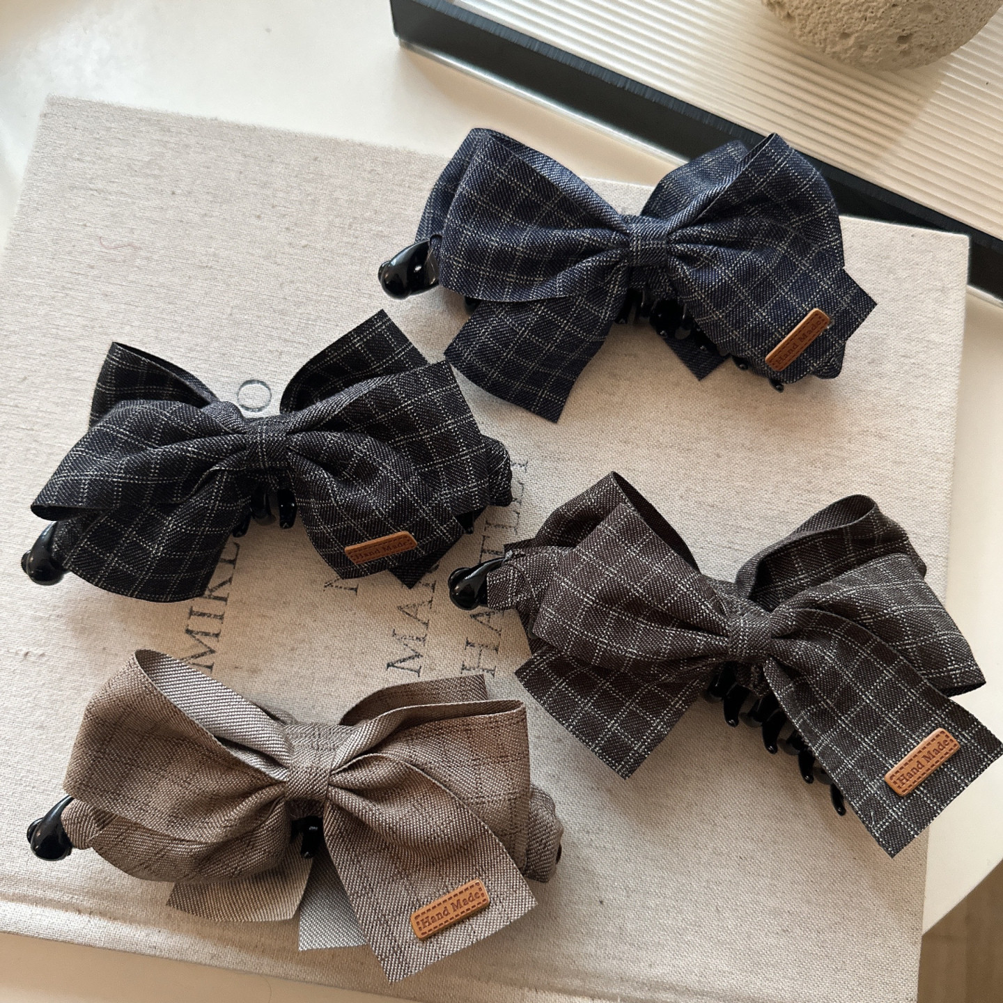 韩系新款格纹蝴蝶结发夹后脑勺半扎香蕉夹高马尾盘发扭扭夹横夹子,饰品/流行首饰/时尚饰品新,发饰,淘宝优惠券,粉丝福利购,淘宝优惠卷