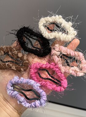 手工缠绕毛线云朵bb夹碎发夹