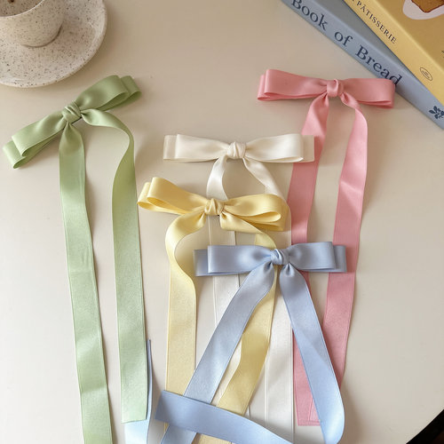 长款双层大蝴蝶结飘带发夹