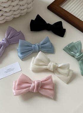 韩国新款珠光蝴蝶结发夹少女侧边发卡双马尾小蝴蝶结卡子对夹发饰