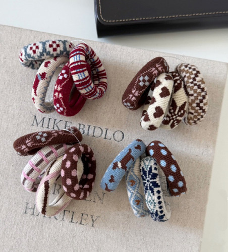 秋冬新款简约彩绘小肠发圈新款高弹力无接缝发绳不伤发头绳女发饰