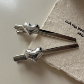 韩国欧尼同款 银色爱心发夹简约百搭前额刘海夹侧边夹一字鸭嘴夹子