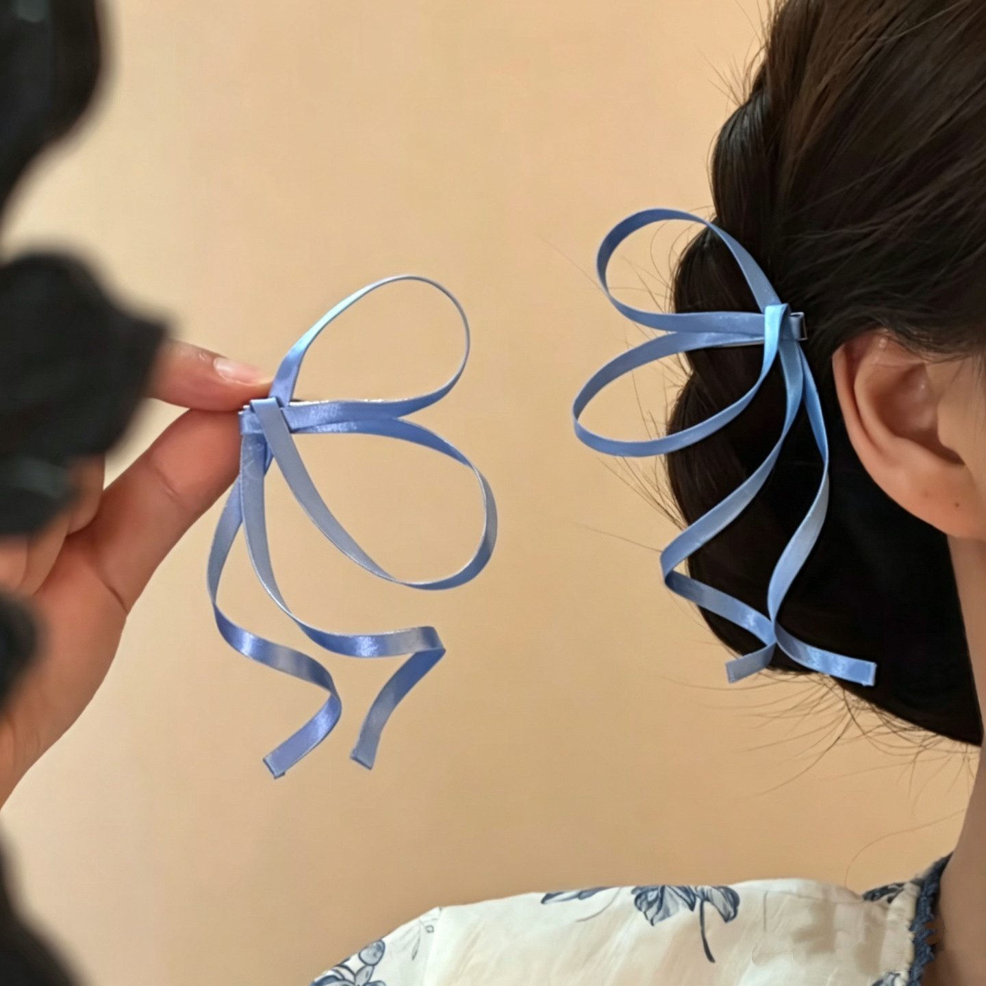 国风缎面反重力蝴蝶结发夹新娘盘发造型飘带发饰少女感氛围感头饰