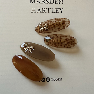 可爱醋酸豹纹蝴蝶结椭圆发夹刘海夹咖色系边夹碎发发卡高级感发饰