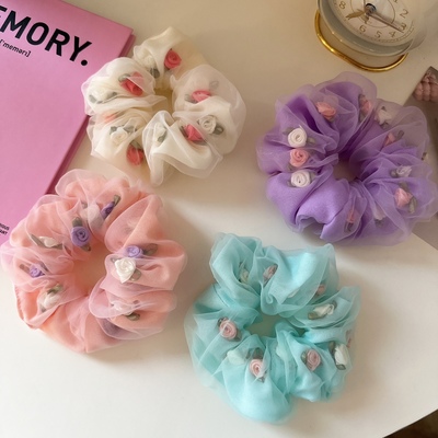 超仙大朵双层玫瑰花朵发圈