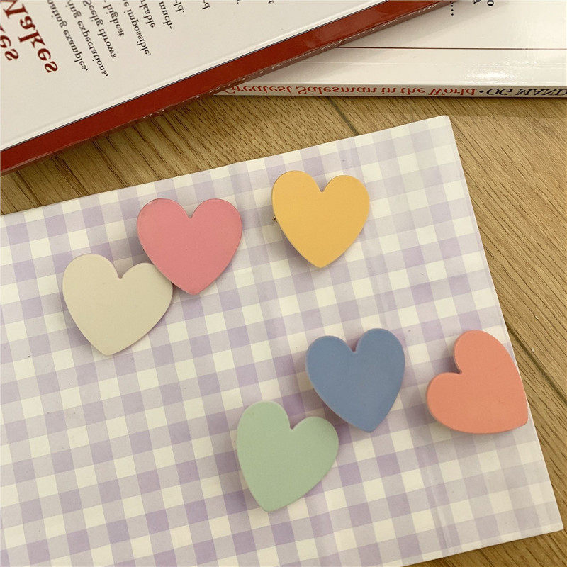 韩系甜美糖果色爱心发夹可爱百搭刘海夹边夹ins少女发卡森系头饰