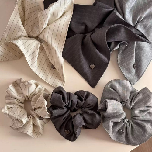 灰白条纹大肠发圈方巾头绳