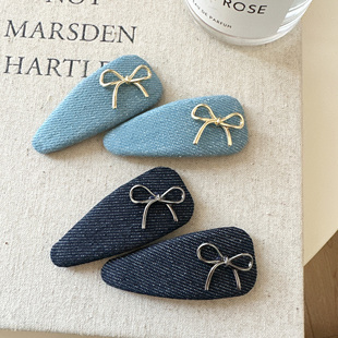 发箍显白牛仔蝴蝶结发夹刘海夹碎发边夹气质百搭高级感发饰发卡子