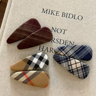 韩国东大门同款格纹布艺bb夹发夹复古时尚侧边刘海夹百搭碎发发卡