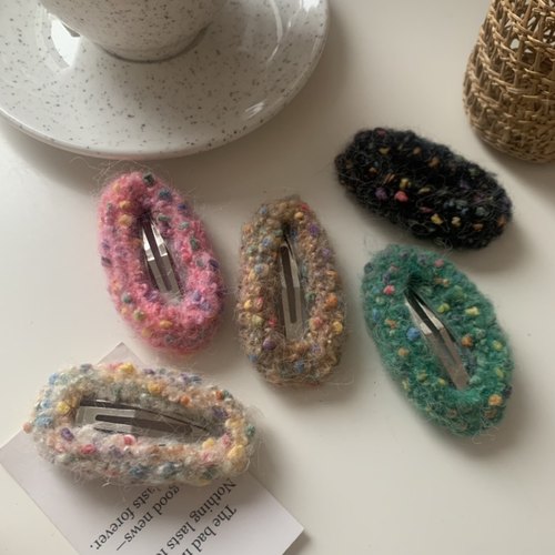 秋冬彩色毛线小香风发夹