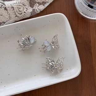 银色精致金属蝴蝶发夹侧边碎发刘海夹小抓夹新中式古风汉服发饰