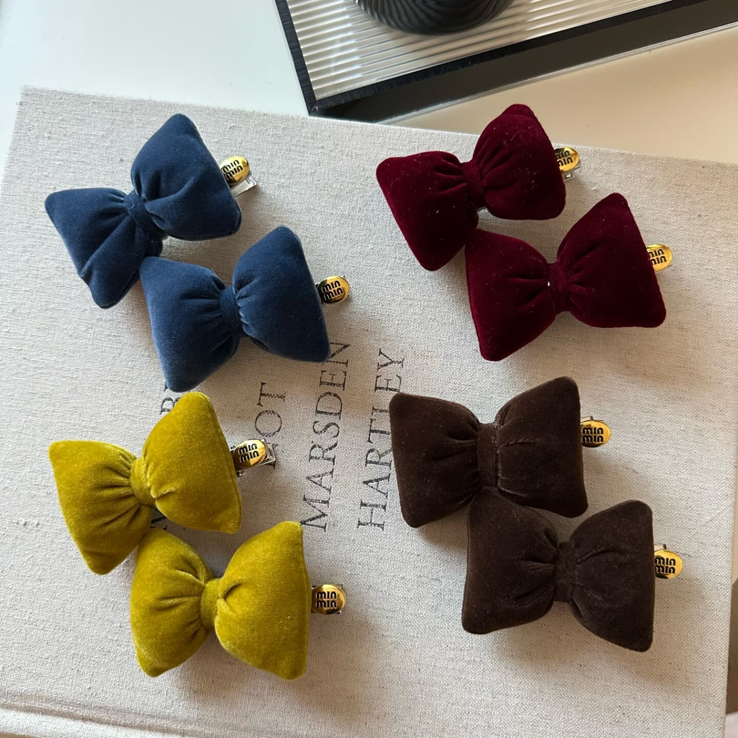 秋冬新款丝绒立体蝴蝶结发夹