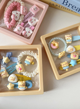 盒装6件套可爱黄油小熊系列发夹卡通趣味bb夹碎发刘海夹鸭嘴夹子