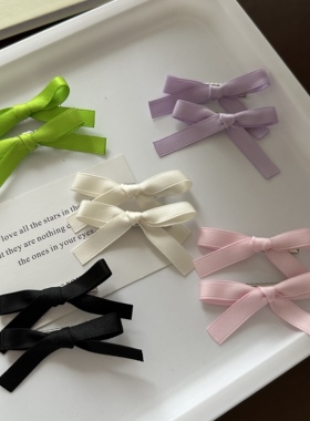 可爱少女丝带蝴蝶结发夹ins甜美鸭嘴夹侧边刘黑夹碎发双马尾发卡