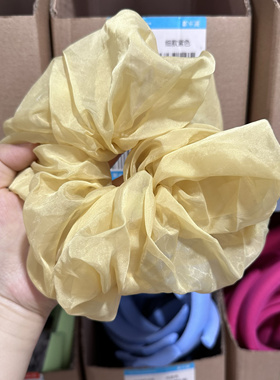超大黄色网纱大肠圈蓬松显发量头绳皮筋韩国网红肥肠圈丸子头发饰