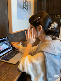 韩系新款气质百搭咖色豹纹珍珠发夹刘海夹高级感碎发夹车边发卡子