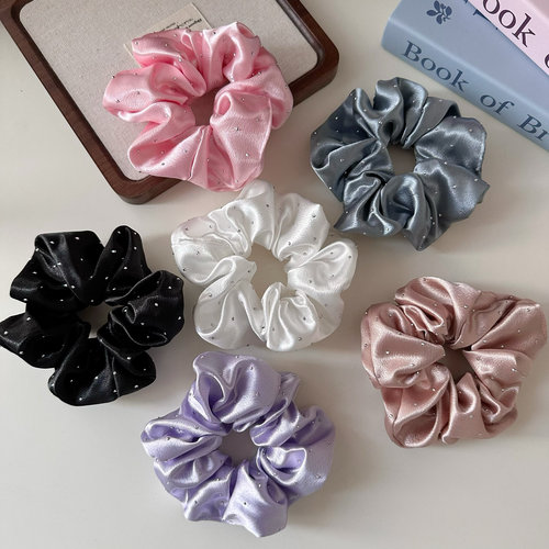 韩系ins法式复古闪钻缎面发圈肠圈褶皱发绳网红大肠圈高级感发饰