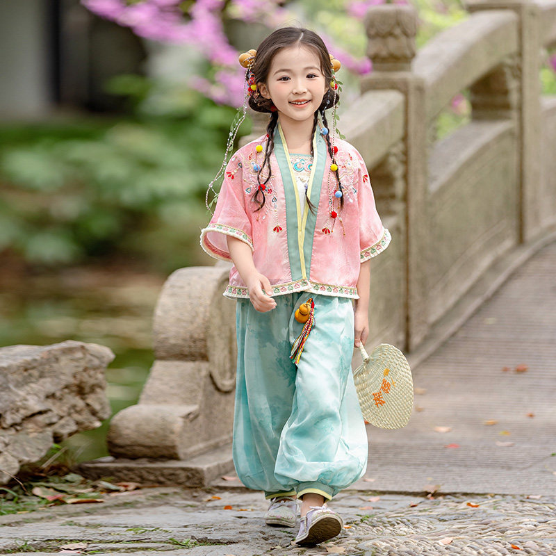 女童夏季异域风汉服灯笼裤套装图片