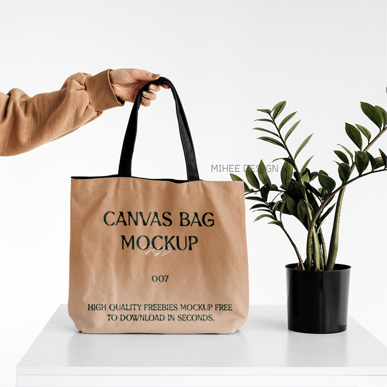 手拎帆布袋手提袋vi物料样机设计素材psd智能替换mockup