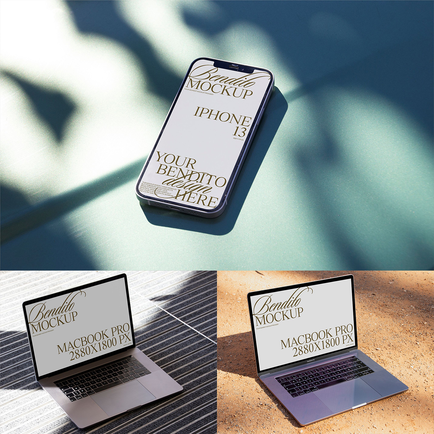 4款 iPhone手机笔记本屏幕UI界面设计样机mockup贴图PSD设计素材