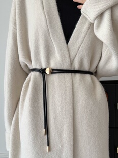 金属扣软皮绳腰带女配毛衣大衣装 腰绳高级感潮 饰百搭可调节长款