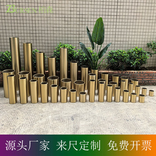 桌面花瓶 小圆筒 圆形 台面 香槟金 样板 女装店 陈列 植物套盆