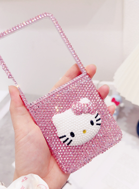 适用三星zflip6手机壳带钻galaxy5代手机折叠4壳水钻kitty猫 fold6新款钻壳