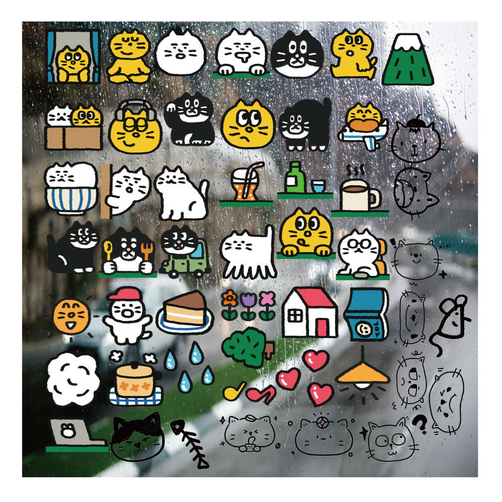 韩系卡通小猫咪UV转印贴个性水晶标签户外防水头盔拉装饰图案贴纸