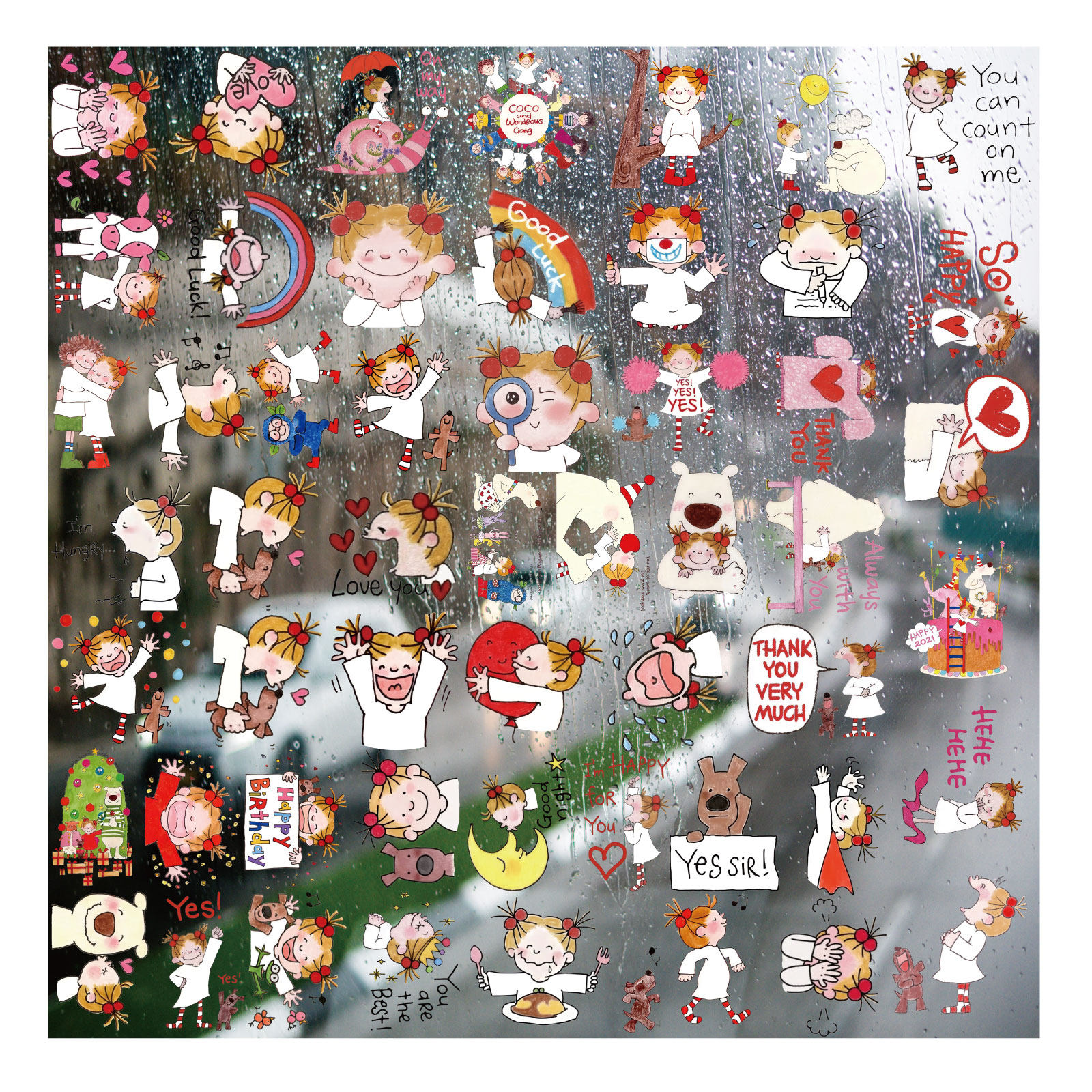 卡通coco酱UV转印贴动漫套图水晶标签手机壳头盔汽车防晒装饰贴纸