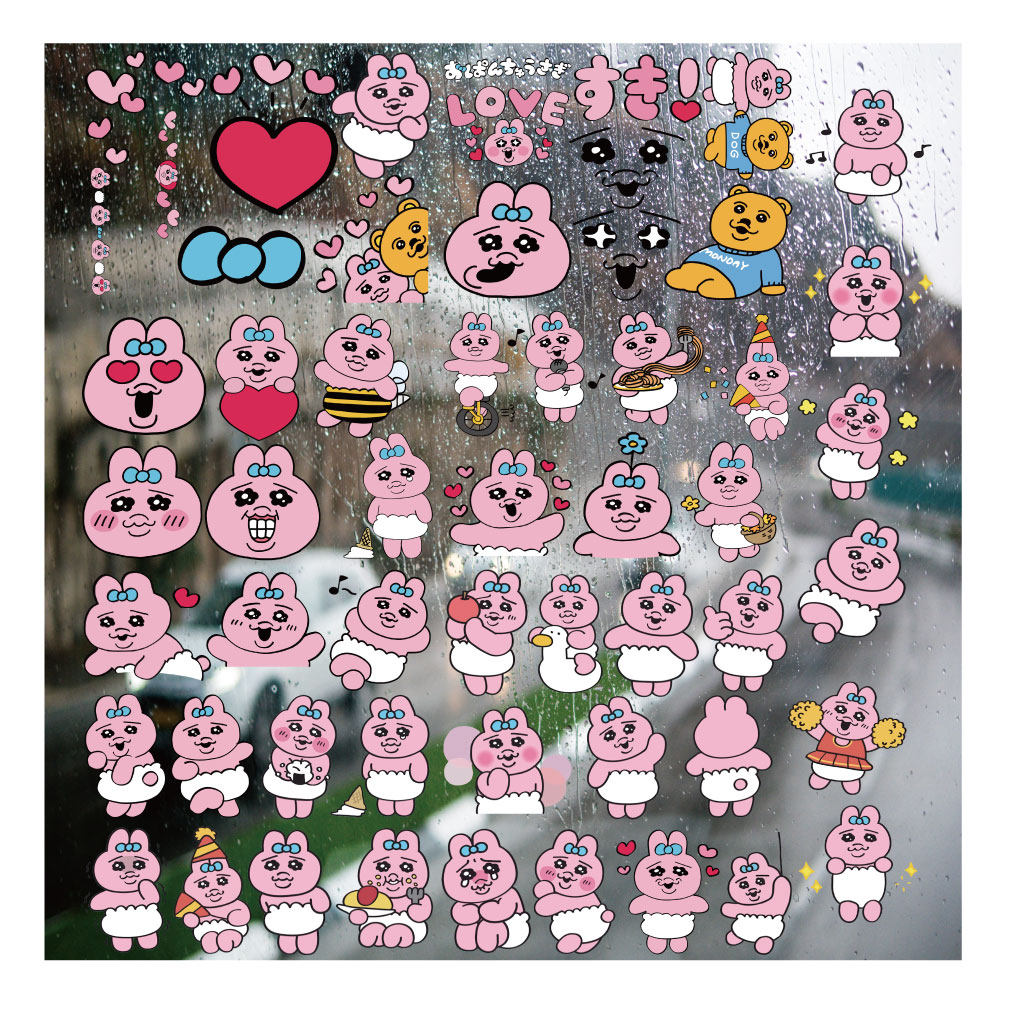 内裤兔兔UV转印贴个性水晶标签户外防水头盔拉杆装饰图案贴纸