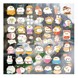 饭粒猫与包子鸭UV转印贴个性水晶标签户外防水头盔拉装饰图案贴纸