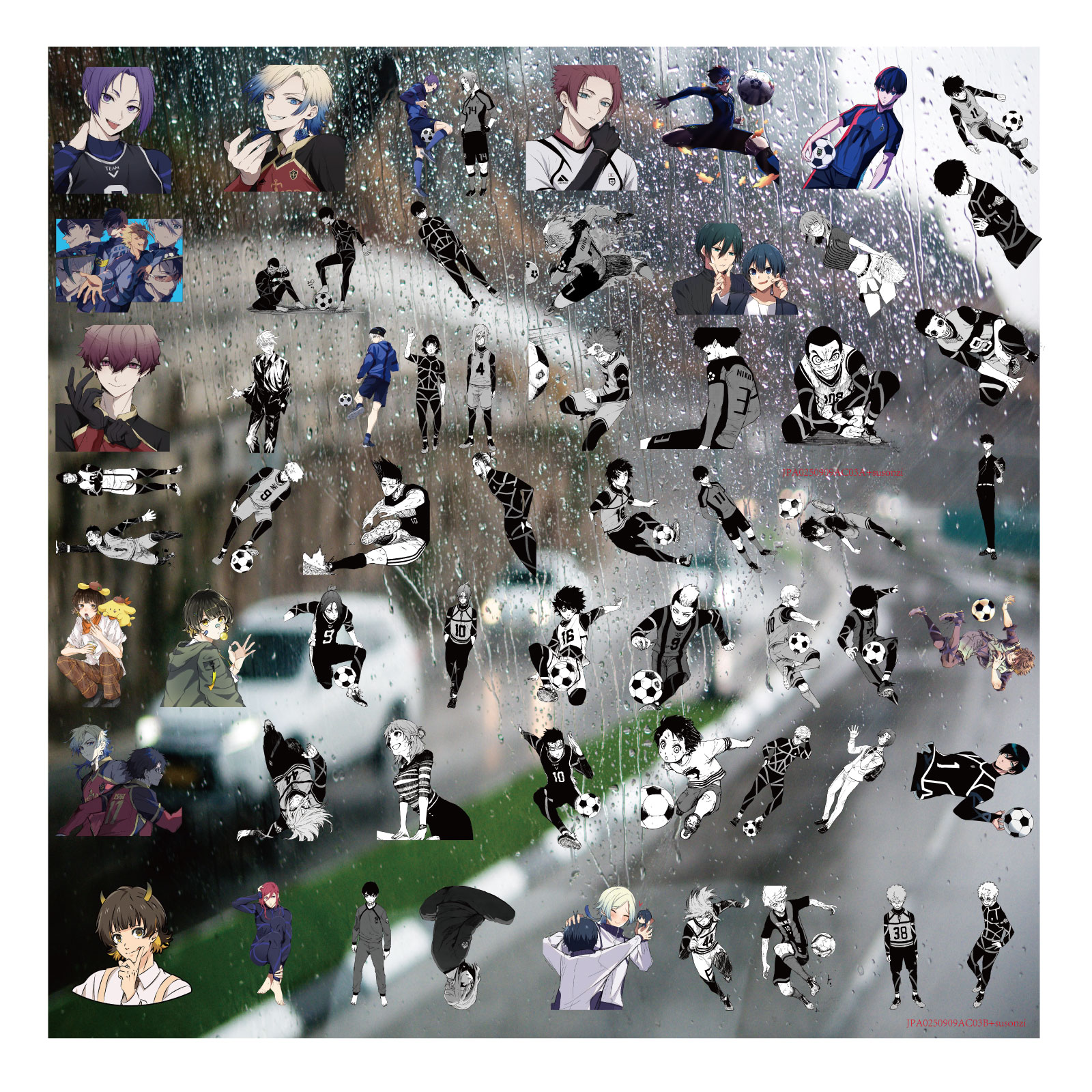 蓝色监狱足球队UV转印贴个性水晶标签户外防水头盔杆装饰图案贴纸