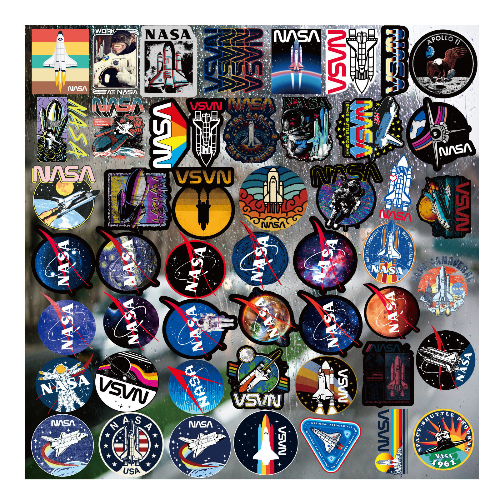 nasa水晶标卡通套图uv转印贴户外防嗮头盔汽车手机壳装饰贴纸