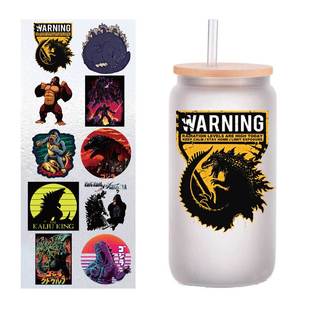 10张四英寸日本动漫画哥斯拉卡通UV转印贴纸水晶标签杯贴纸定制