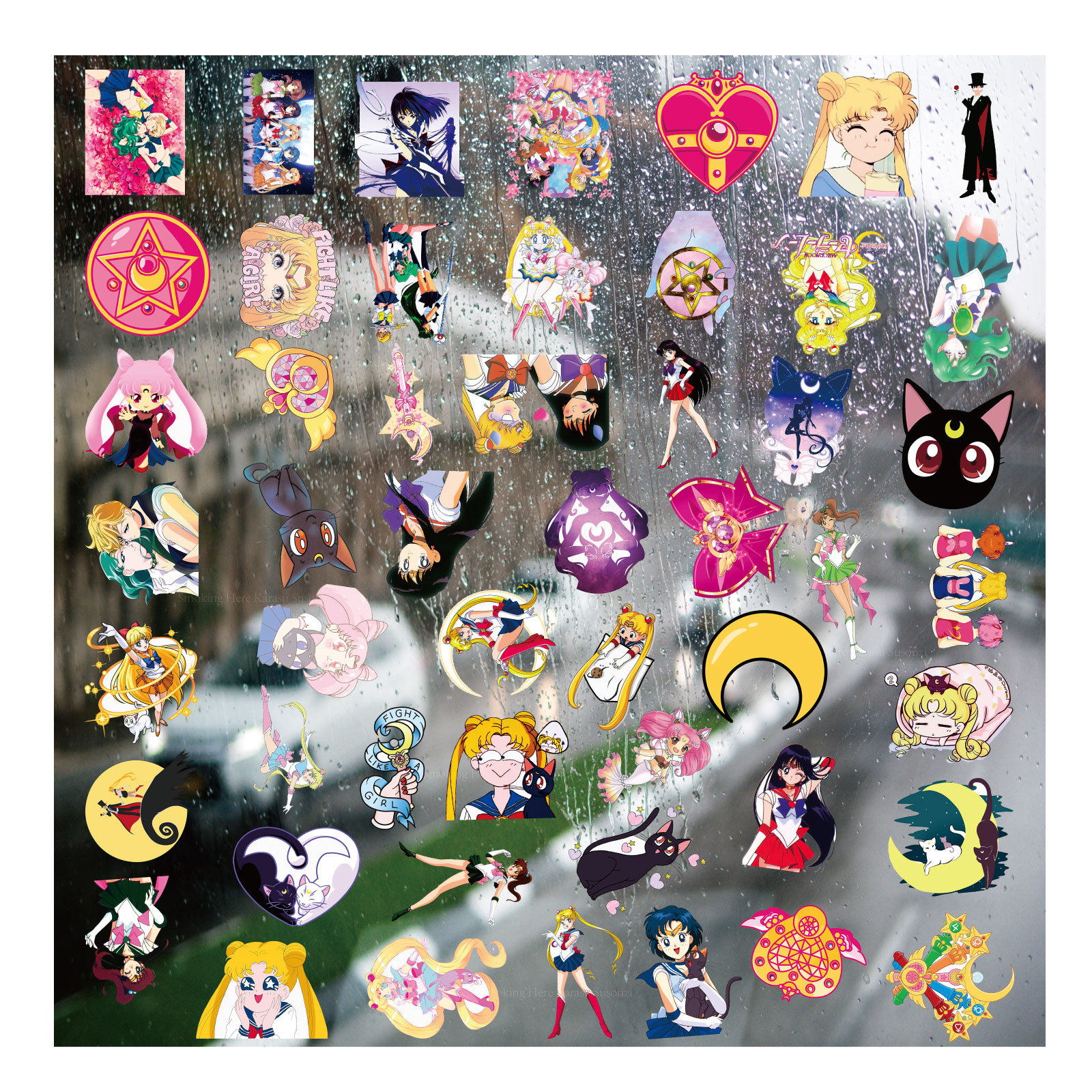 美少女战士uv转印贴动漫套图水晶标签户外防嗮头盔汽车装饰贴纸