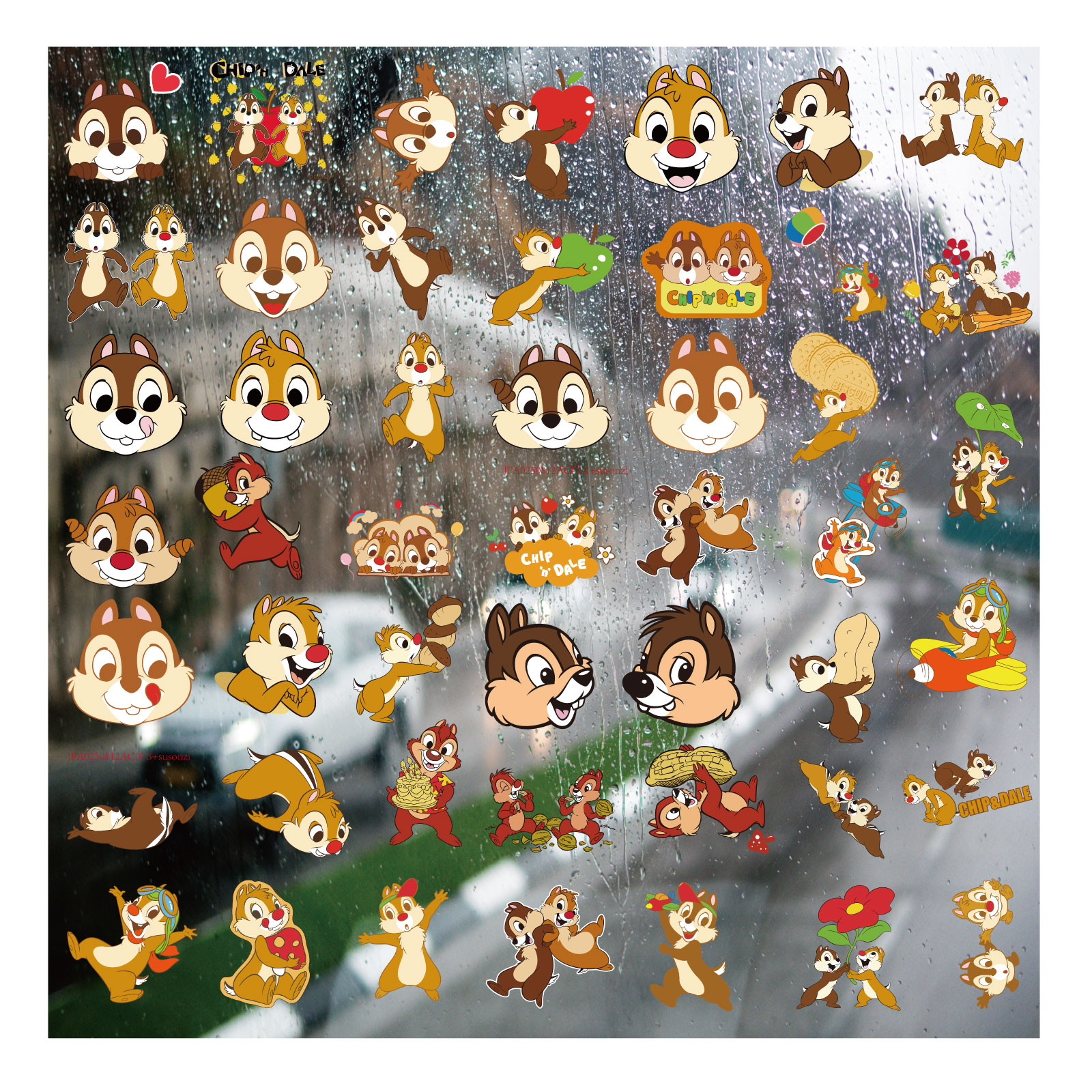 奇奇蒂蒂花栗鼠UV转印贴个性水晶标签户外防水头盔杆装饰图案贴纸