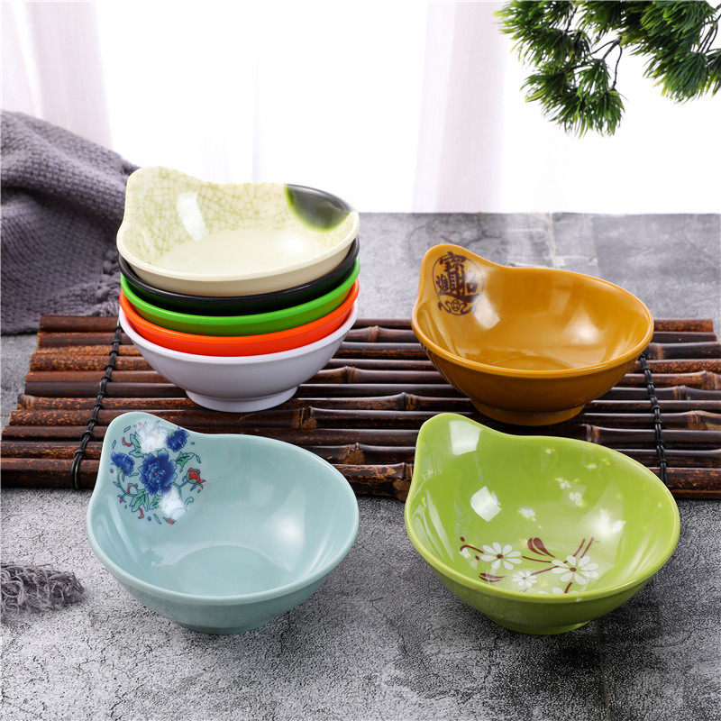 密胺调料碗仿瓷餐具火锅烧烤自助酱料碗碟蘸料彩色单耳小碗商用