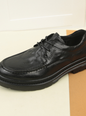 5088春季新款男士商务休闲正装皮鞋一脚蹬真皮男鞋百塔英伦风婚鞋