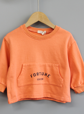 T衣ch家80-110春装Ⅳ 品牌童装折扣/儿童纯棉长袖卫衣休闲02836桔