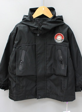 Y淘tao家110/130春秋品牌童装折扣撤柜童休闲双层冲锋衣外套711黑