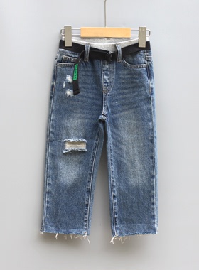 EI系列105-150春秋 品牌童装折扣/儿童纯棉休闲牛仔长裤71734兰*