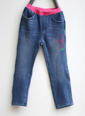 特系列80-110秋装 品牌童装撤柜折扣/儿童牛仔加绒长裤30266浅兰