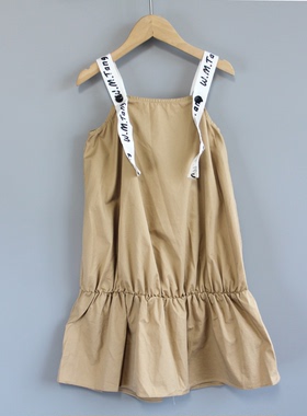 福利M吾系列110夏装品牌童装折扣/儿童纯棉原创背带连衣裙00621卡