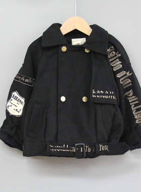 S拉系列100/150秋冬 品牌童装折扣/加厚开衫呢子大衣外套J287黑