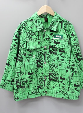 J-I家130-170春装 品牌童装折扣/大童牛仔柔软休闲外套6333绿